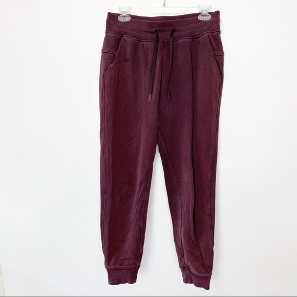 Lululemon Maroon Warm Down Sweatpants Joggers Athleisure Workout Athletic 6 - Picture 1 of 6